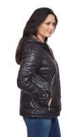 ❤️ Up to Plus ❤️ Womens Reversible Quilted Ocelot Print Black Jacket db783